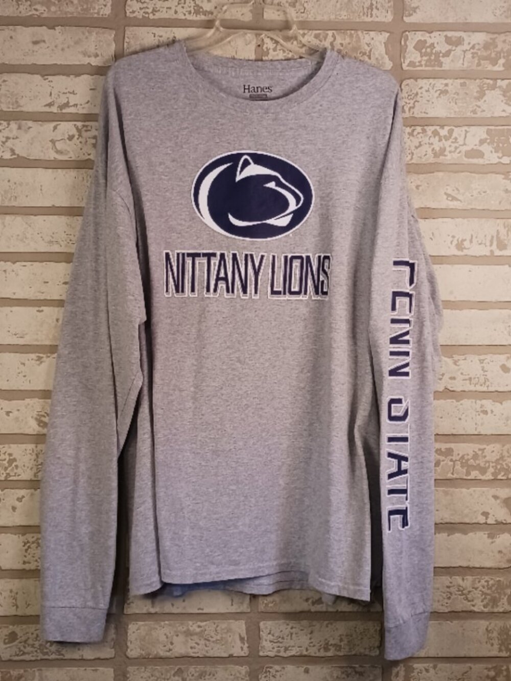 Penn State Nittany Lions Mens 2XL Long Sleeve Shirt Gray Hanes (Read)